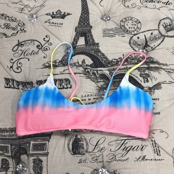 TOPSHOP Tie Dye Ribbed Crop Bikini Top - Picture 3 of 6